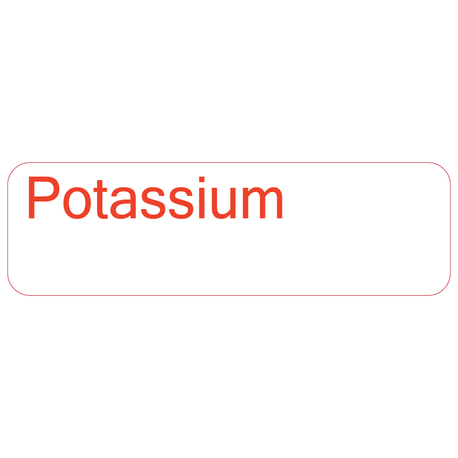 Potassium, 40 x 12, PAPER, Red print on White Label, 800 per roll