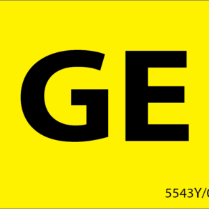 GE - Black print on Yellow label, 43mm x 55mm, 400 per roll