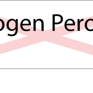 Hydrogen Peroxide 3% (Non-injectable) - 40 x 12 - Black on White with St Andrews Watermark, Polypropylene with acrylic perm adhesive, 1 label sheet per pouch, 100 per pack - Gamma Sterlised