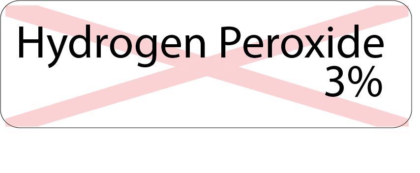 Hydrogen Peroxide 3% (Non-injectable) - 40 x 12 - Black on White with St Andrews Watermark, Polypropylene with acrylic perm adhesive, 1 label sheet per pouch, 100 per pack - Gamma Sterlised
