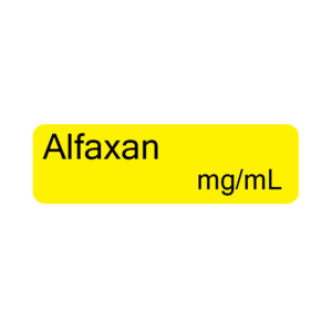 Alfaxan mg/mL,  40 x 12, PAPER, Black print on Yellow Label, 800 per roll