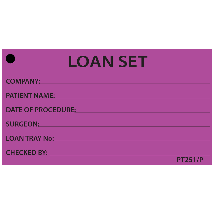 LOAN SET - 50 x 90, Black Print on Violet, Pack of 100 with Ties