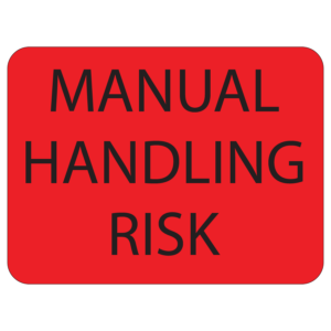 MANUAL HANDLING RISK - 36 x 27, black on RED, 500/roll