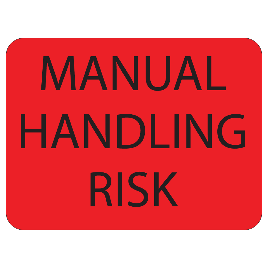 MANUAL HANDLING RISK - 36 x 27, black on RED, 500/roll