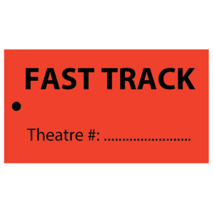 FAST TRACK Theatre #: �... - 50 x 90, Black Print on Red, 100 per pack with ties