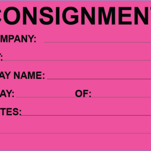 CONSIGNMENT - 100 x 80, PAPER, Black print on Fluoro Pink Label, 400 per roll