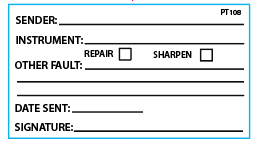 INSTRUMENT REPAIR TAG - 90 x 50, Black print on White Tag, 100 per pack with ties