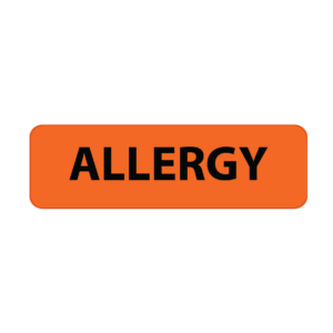 ALLERGY - 40 x 12, PAPER, Black print on Orange Label, 800 per roll