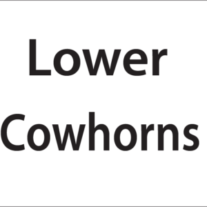 Lower Cowhorns -27mm x 36mm Black Print on White Label, 400 per roll