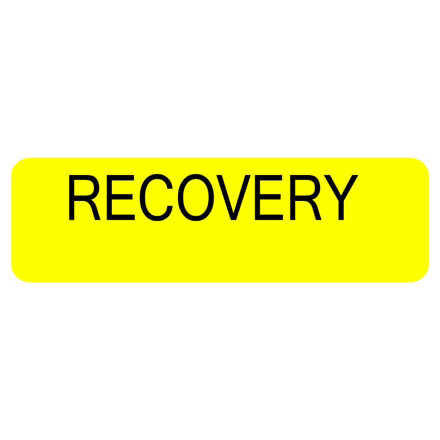 Recovery - 40 x 12 , PAPER, Black print on Fluoro Yellow Label, 800 per roll