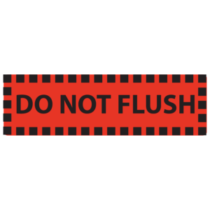 DO NOT FLUSH - 50 x 15, Black print on Red( border of Black squared) - 500 per roll