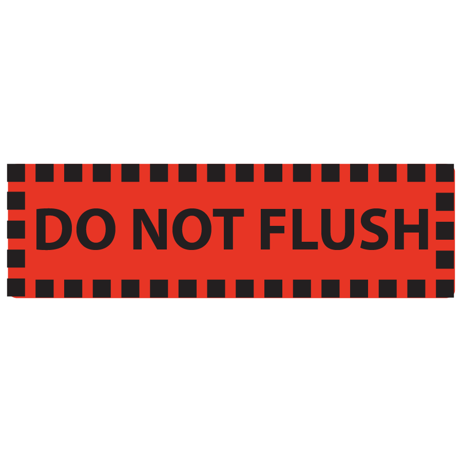 DO NOT FLUSH - 50 x 15, Black print on Red( border of Black squared) - 500 per roll