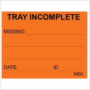 TRAY INCOMPLETE - 43 x 55, Black print on Orange Label, 400 per roll