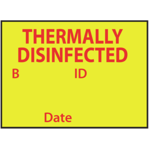 THERMALLY DISINFECTED - 21 x 30, Single Layer, Red print on Fluoro Yellow, 1000 per roll