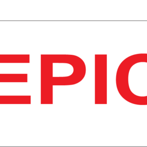EPIC -  70 x 40mm, Red Print on White Label, 500 per roll