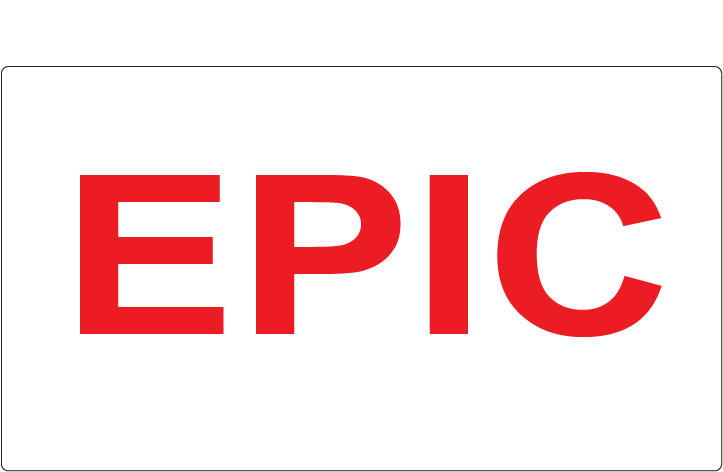 EPIC - 70 x 40mm, Red Print on White Label, 500 per roll