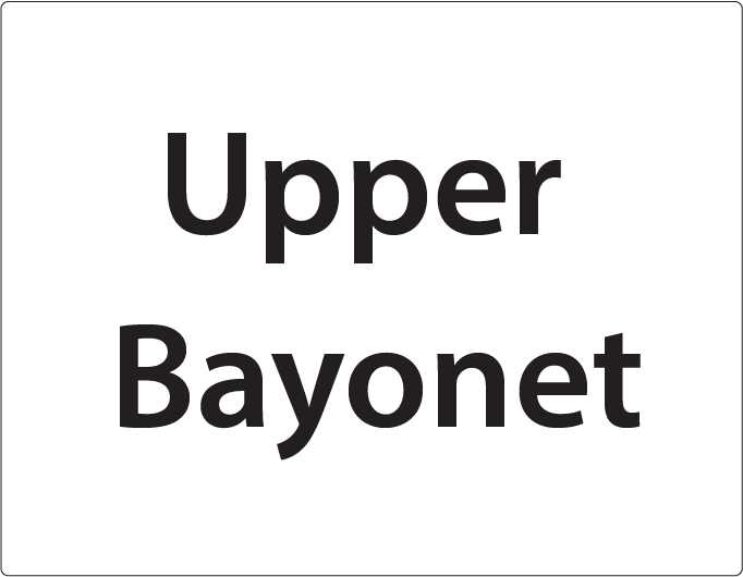 Upper Bayonet -27mm x 36mm Black Print on White Label, 400 per roll