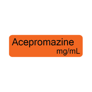 Acepromazine mg/mL - 40 x 12, PAPER, Black print on Orange Label, 800 per roll
