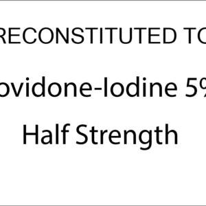 Reconstituted To: Povidone - Iodine 5% Half Strength - 43mm x 55mm, PAPER, Black Print on White Label, 400 per roll