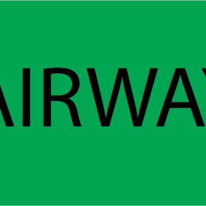 7040G/25 AIRWAY 70mm x 40mm, Black Print on Fluoro Green Paper Label 500/rl