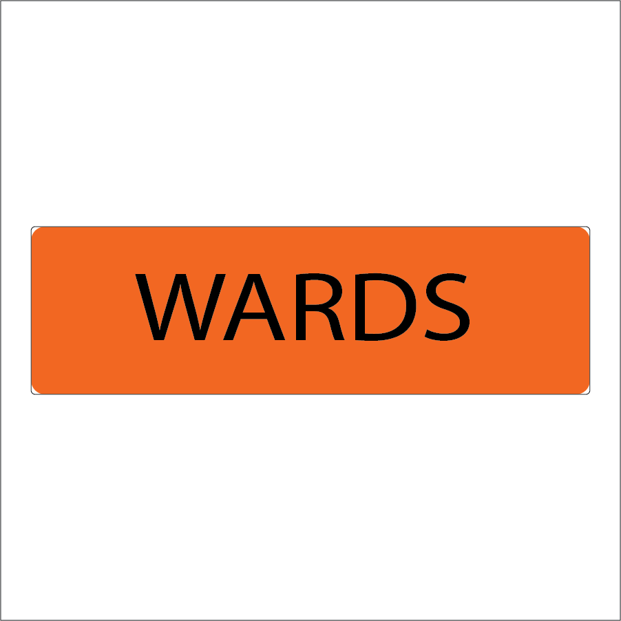 Wards - 40 x 12 , PAPER, Black print on Fluoro Orange Label, 800 per roll