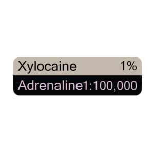 Xylocaine 1% Adrenaline 1:100,000 - 40 x 12, PAPER, Black print on Grey Label with Black on violet reverse print, 800 per roll