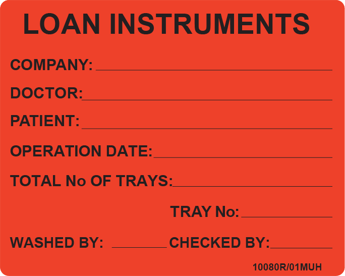 LOAN INSTRUMENTS - 100 x 80, PAPER, Black print on Red Label, 400 per roll