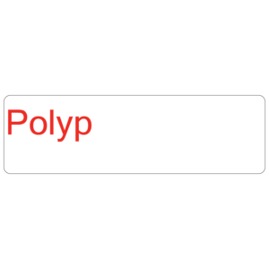 Polyp - 40 x 12, PAPER, Red print on White Label. 800 per roll
