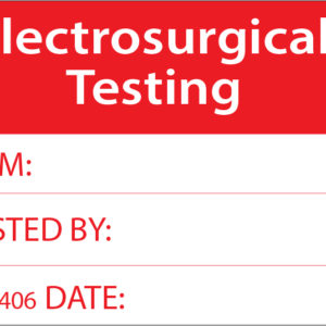 ELECTROSURGICAL TESTING ITEM - 36 x 27 Red print on White PB label 500 per roll