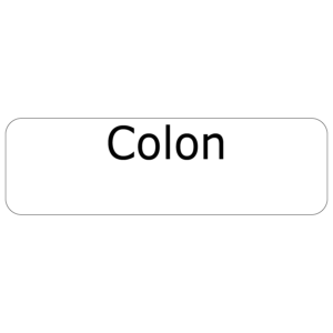 Colon - 40 x 12, PAPER, Black print on White Label. 800 per roll