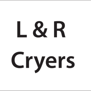 L & R Cryers -27mm x 36mm Black Print on White Label, 400 per roll