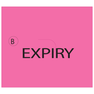 EXPIRY LABEL - Black print on Pink Label 1500/rl LABEL SIZE 16X18mm