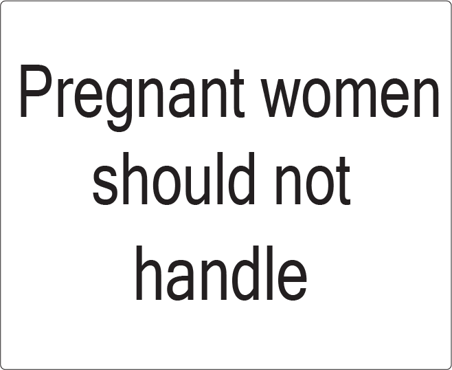 Pregnant women should not handle-27mm x 36mm Black Print on White Label, 400 per roll