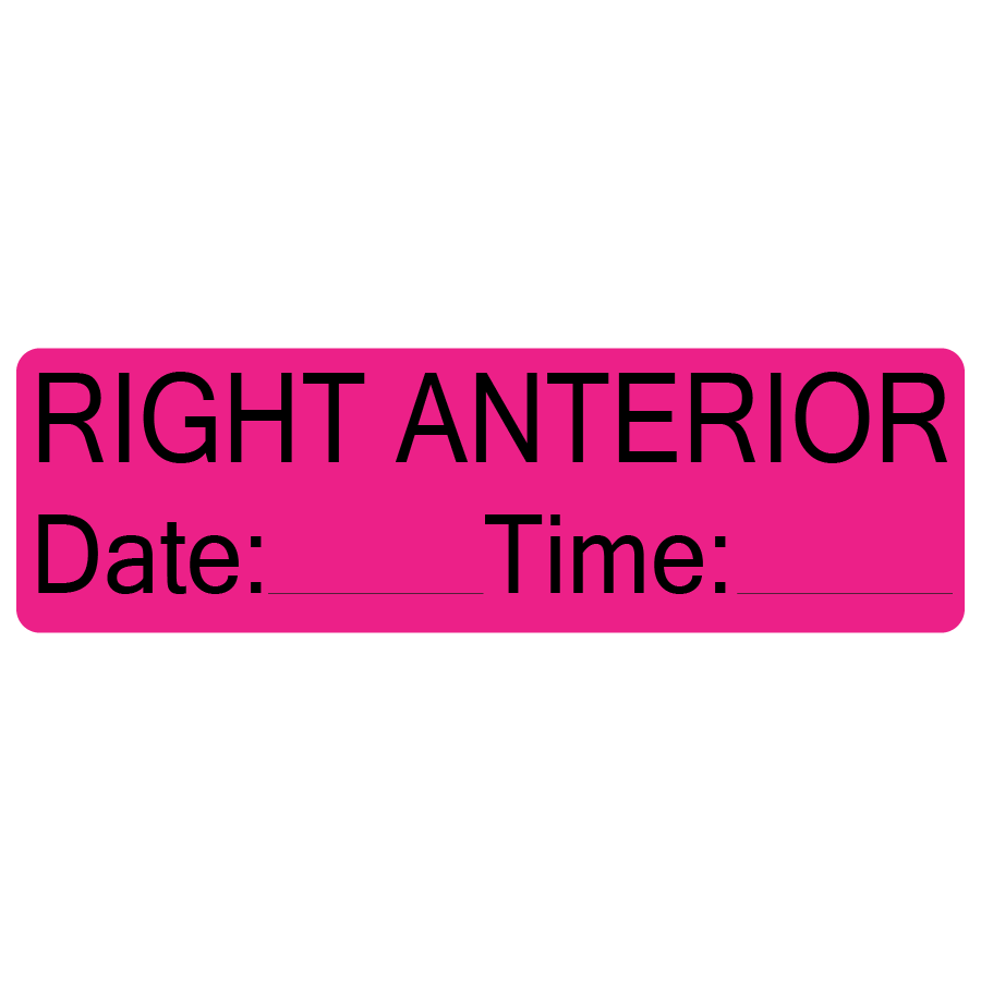 RIGHT ANTERIOR - 40 x 12, PAPER, Black print on Fluoro Pink Label, 800 per roll