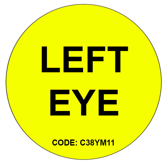 LEFT EYE - 38mm Black print on Fluoro Yellow - 500p/rl