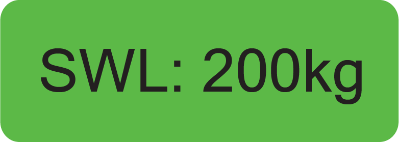 SWL : 200kg - 70 x 25, PAPER, Black print on Fluoro Green Label, 500 per roll