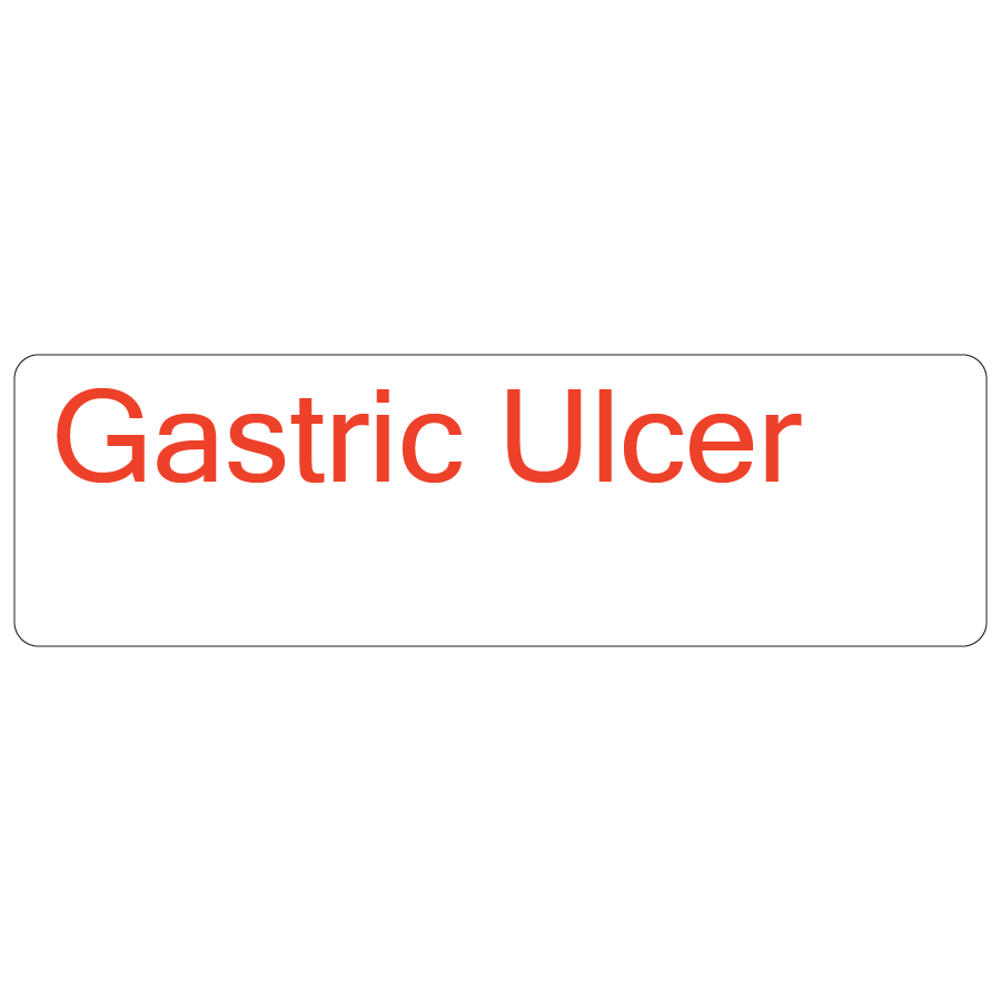 Gastric Ulcer - 40 x 12, PAPER, Red print on White Label. 800 per roll