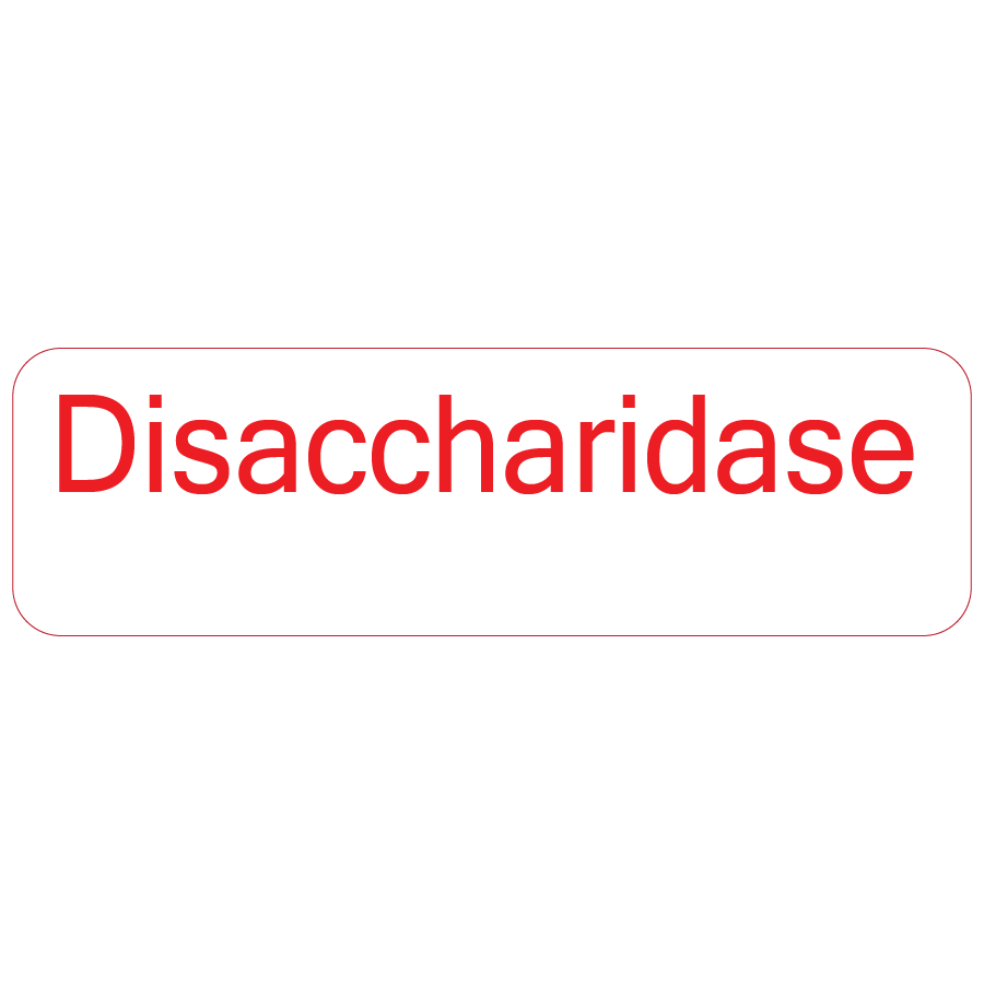 Disaccharidase - 40 x 12, PAPER, Red print on White Label. 800 per roll