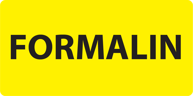 FORMALIN - 90 x 45, PAPER, Black print on Yellow Label, 500 per roll.