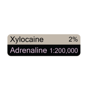 Xylocaine 2% Adrenaline 1:200,000 - 40 x 12, PAPER, Black print on reversed Violet and Grey label, 800 per roll