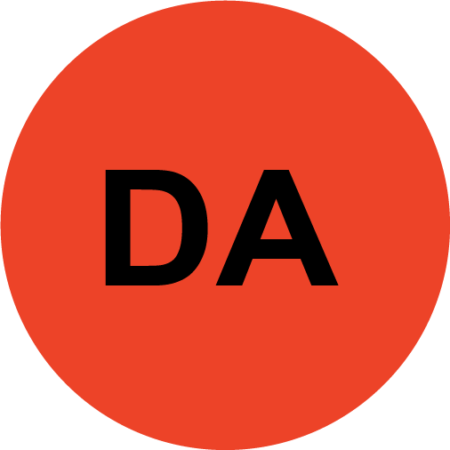 DA - 38mm DIAM FLOURO RED round label, 500 per roll