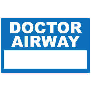 Emergency staff tag "DOCTOR AIRWAY" - White on Blue, 60mm x 100mm, 250 per roll