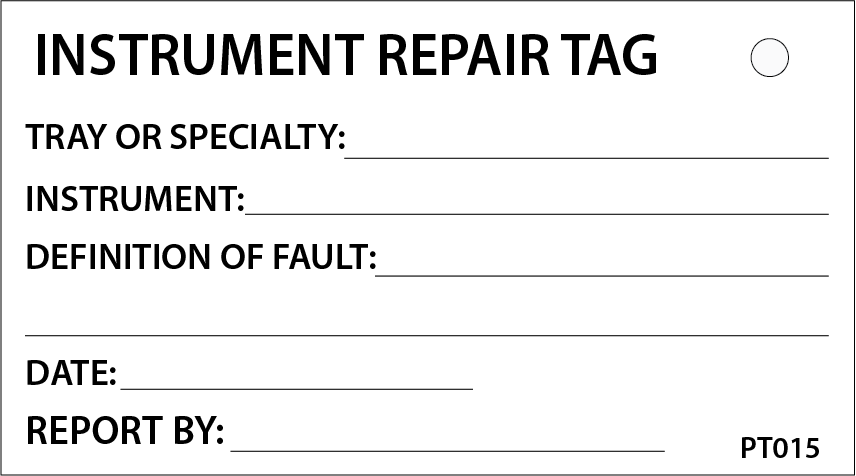Instrument Repair Tag - 50 x 90, Black print on White, 100 per pack with ties