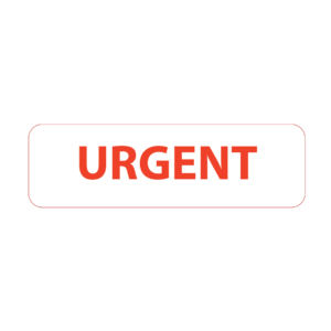 URGENT - 40 x 12, PAPER, Red print on White Label, 800 per roll