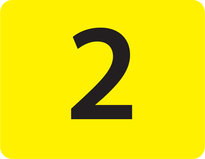 2 -27mm x 36mm Black Print on Yellow Label, 125 per roll