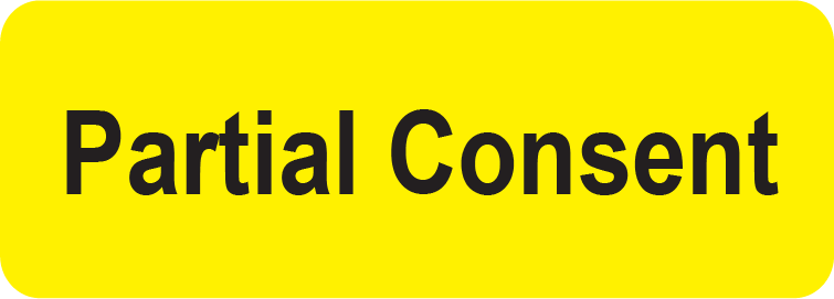 Partial Consent- 70x25mm, PAPER, Black print on Fluoro Yellow Label, 500/roll