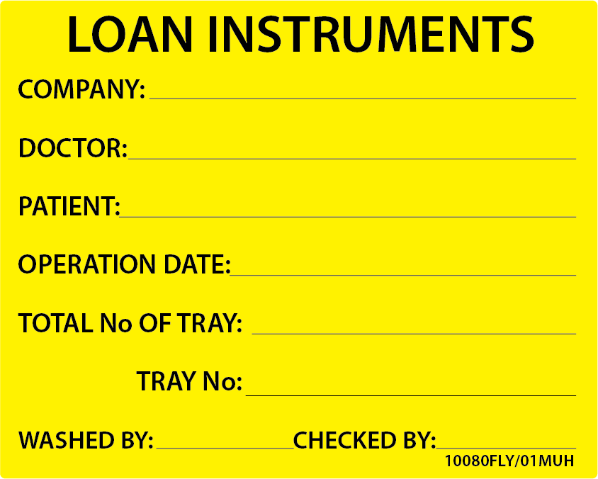 LOAN INSTRUMENTS, 100mm x 80mm, PAPER, Black Print on Fluoro label, 400 per roll
