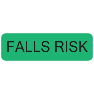 FALLS RISK - 40 x 12 , PAPER, Black print on Fluoro Green Label, 800 per roll