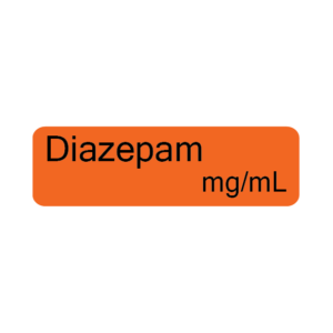 Diazepam mg/mL , 40 x 12, PAPER, Black print on Orange Label, 800 per roll