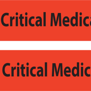 Time Critical Medication- 8 x 35mm, PAPER, Black Print on Red Label -1,000 Per Roll ML/